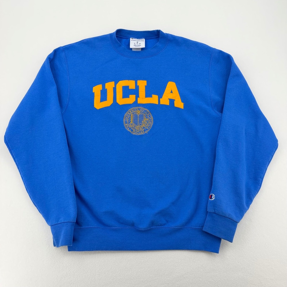 Champion UCLA Bruins Crewneck Sweatshirt Men's Med Blue Gold Applique NCAA Logo